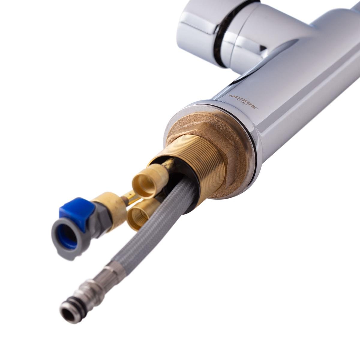 Змішувач на кухню з висувним виливом одноважільний MIXXUS 014 латунь Хром (b-MI6958) - фото 6