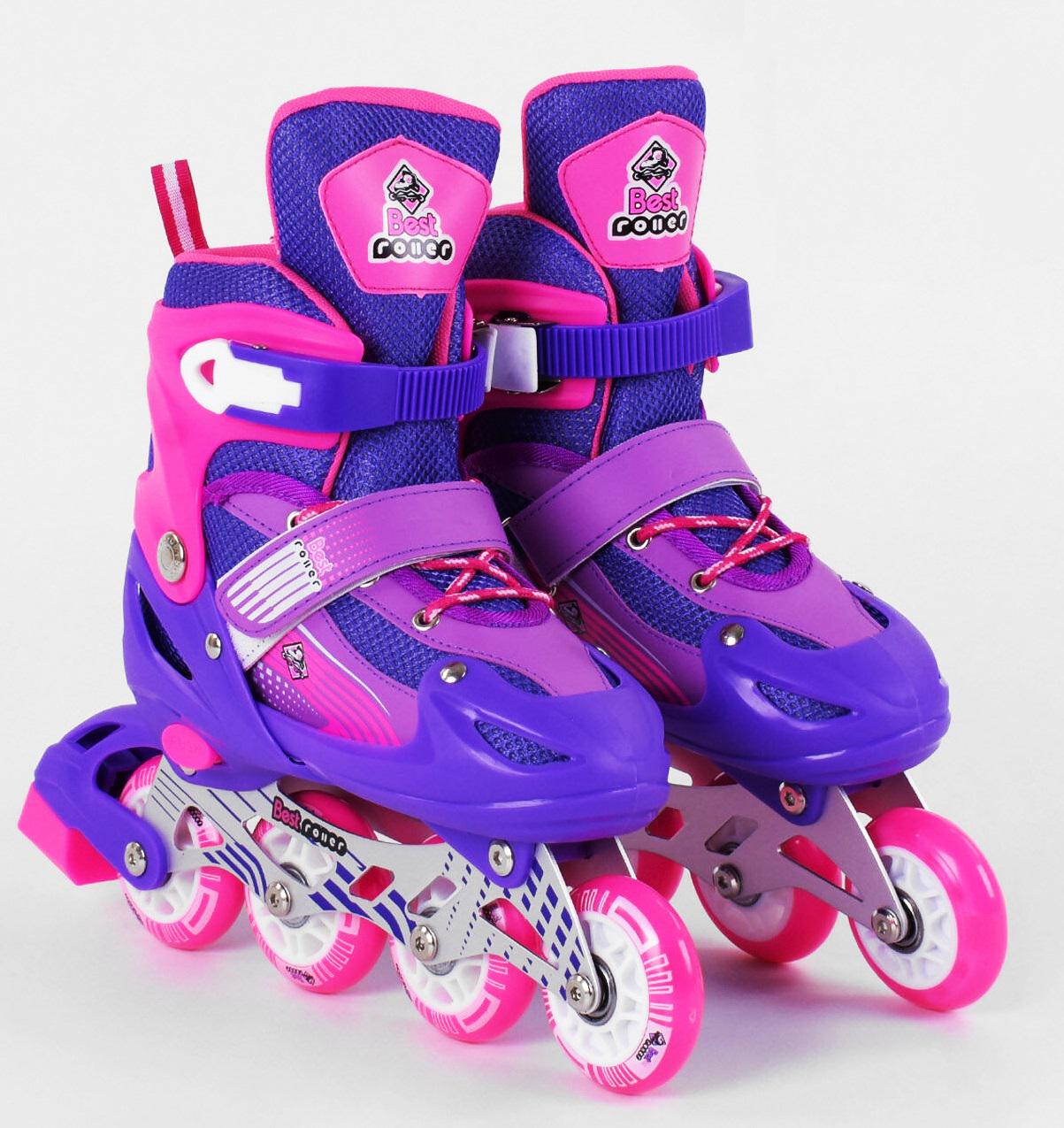 Роликовые коньки Best Roller PVC колеса свет на переднем колесе в сумке р. 30-33 Violet (98855)