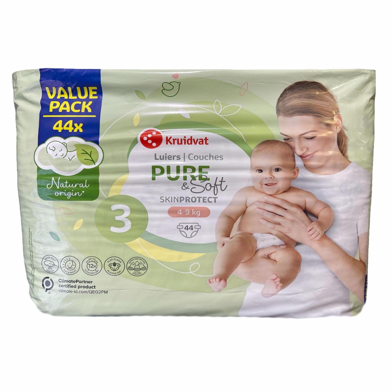 Підгузки Kruidvat Pure & Soft 3 4-9 кг 44 шт. (2490086191)