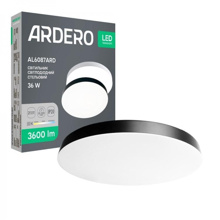 LED-светильник ARDERO AL6087ARD 48W круг 4800 Lm 3000/4000/6500K 500х42 мм Черный (28688115)