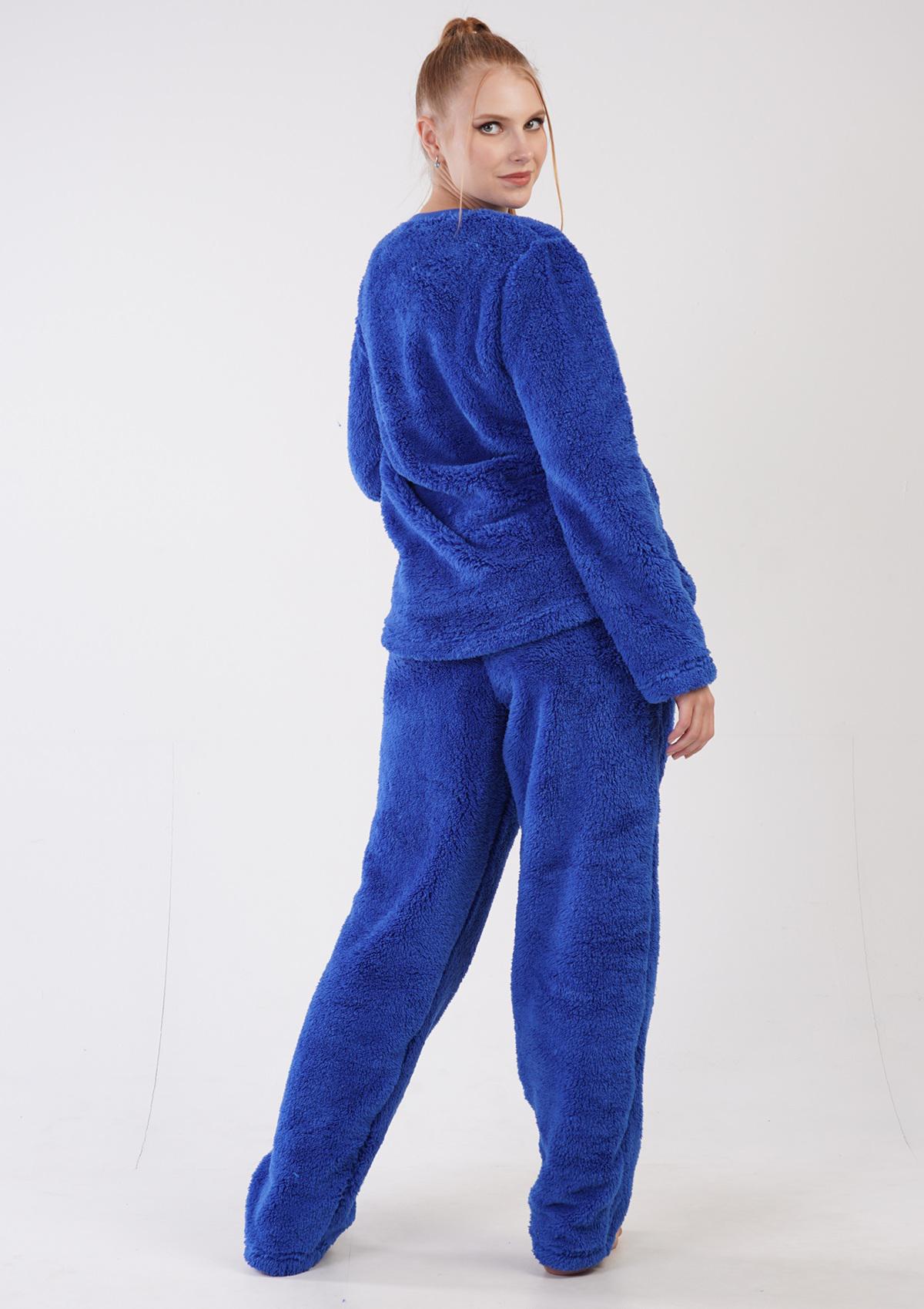 Пижама женская махровая лонгслив и штаны Vienetta M Синий (305227) - фото 3 Пижама женская махровая лонгслив и штаны Vienetta M Синий (305227) - фото 3