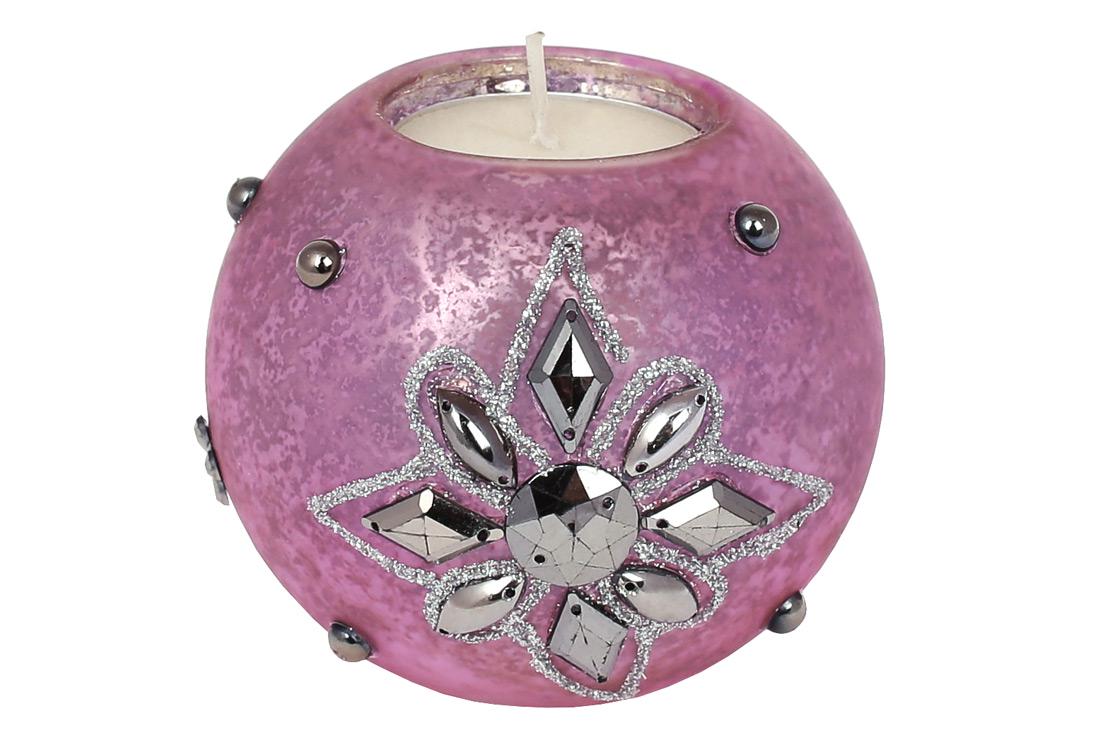 Підсвічник скляний зі свічкою BonaDi (118-W53)