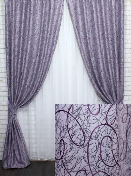 Комплект штор в гостиную/спальню Жаклин двухсторонний блекаут 1,5х2,7 м 2 шт. Сиреневый (645ш) - фото 4 Комплект штор в гостиную/спальню Жаклин двухсторонний блекаут 1,5х2,7 м 2 шт. Сиреневый (645ш) - фото 4