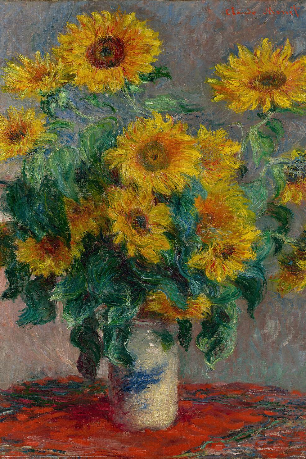 Постер плакат Клод Моне Букет Подсолнухов/Monet Bouquet of Sunflowers 61x91,5 см