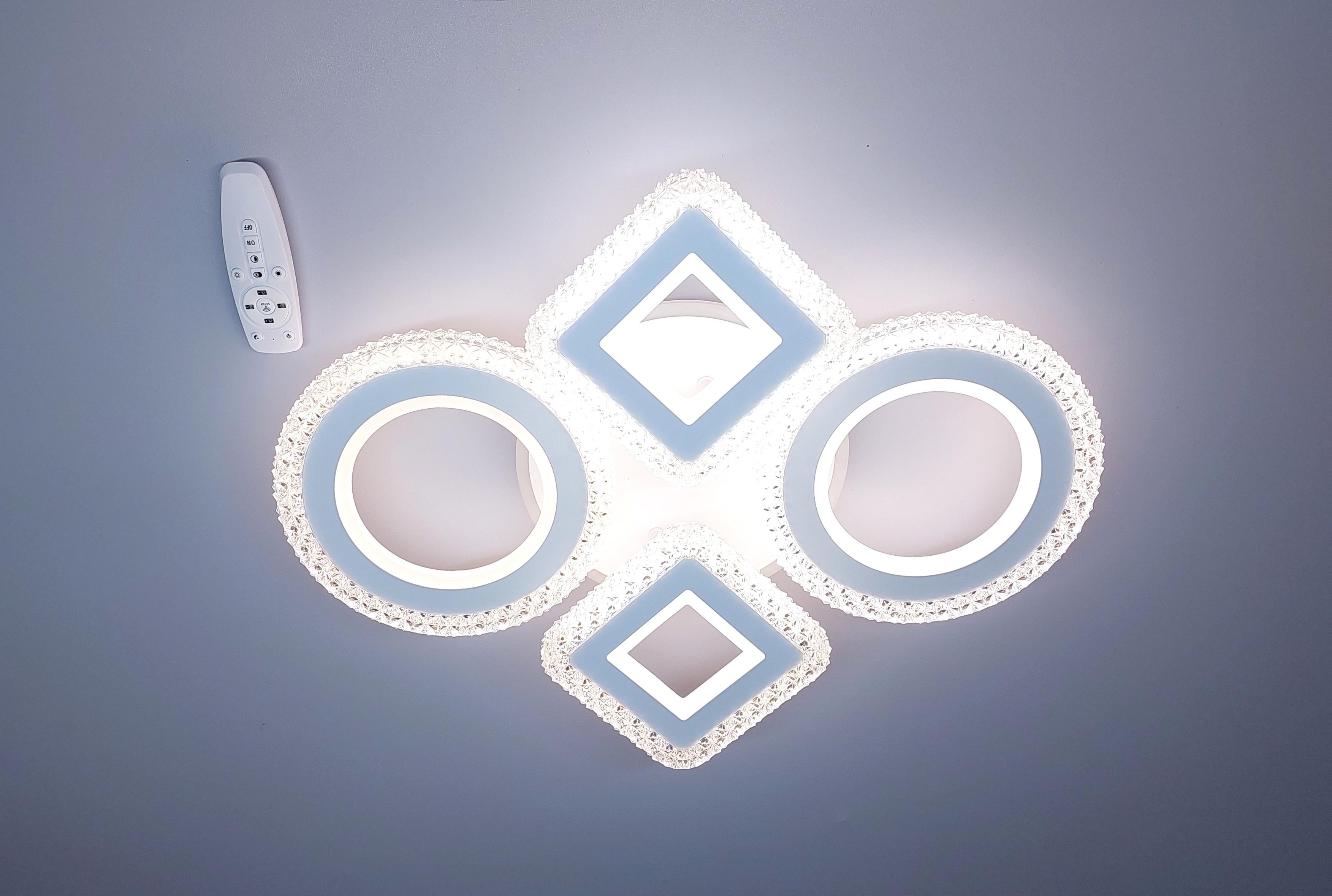 Люстра светодиодная и пультом 87/2+2 WH+RGB с подсветкой 140/22W Белый (18205258)