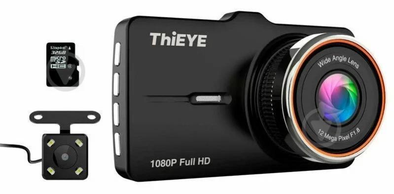 Автомобільний відеореєстратор ThiEYE Carbox 5R 1080p Full HD з камерою заднього виду та карткою пам'яті на 32 GB Чорний