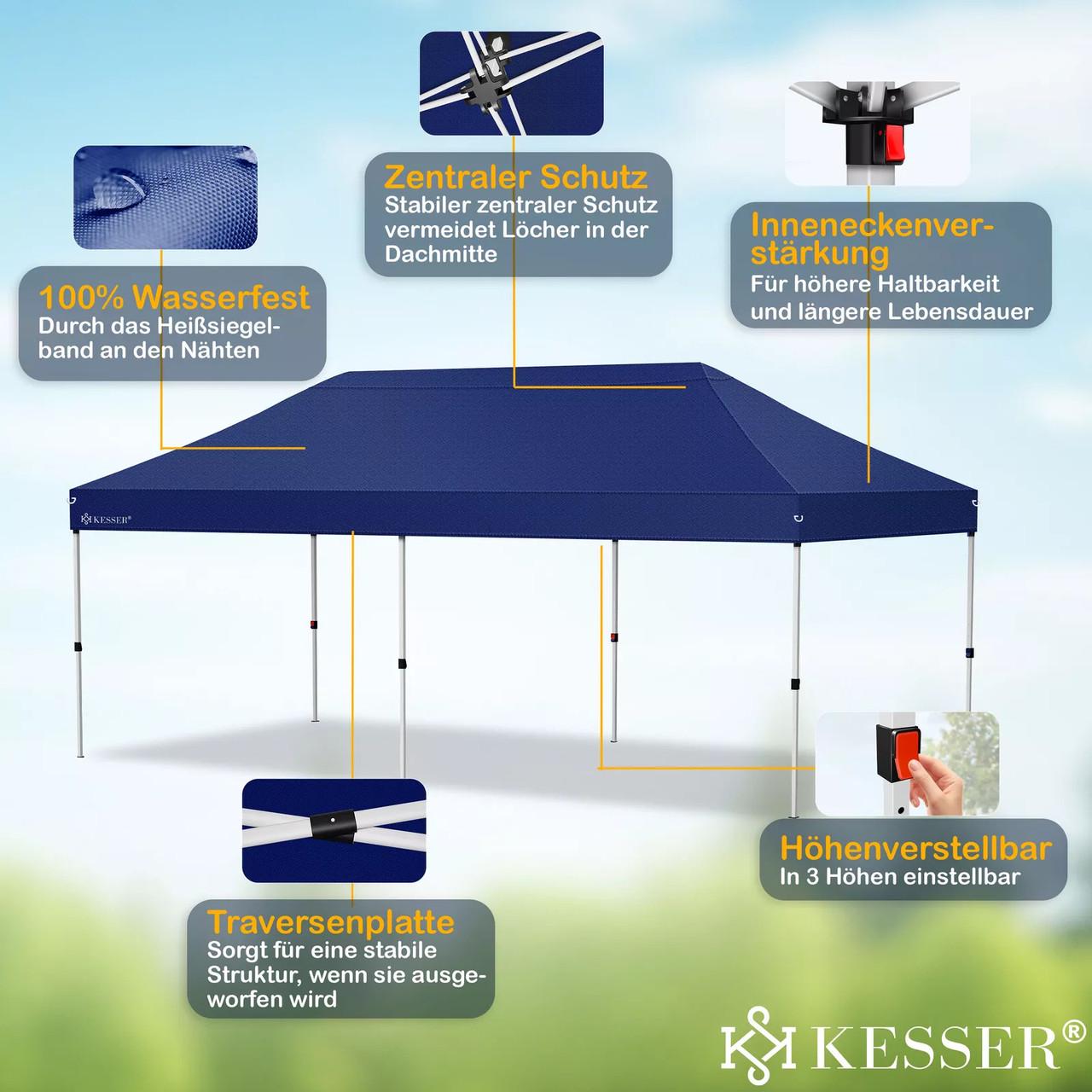 Павільйон садовий KESSER 6x3 м UV50+ Синій - фото 2 Павільйон садовий KESSER 6x3 м UV50+ Синій - фото 2