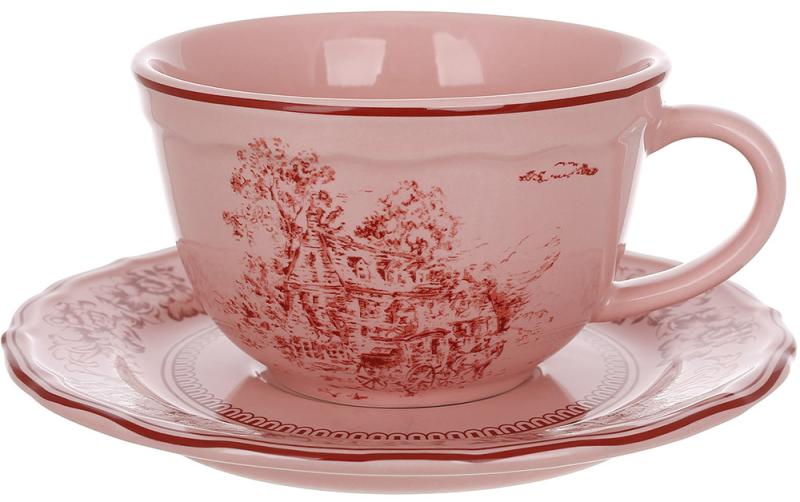 Сервиз чайный Heritage Toile с фарфоровых чашек с блюдцами 250 мл 6 шт. Винтажный розовый