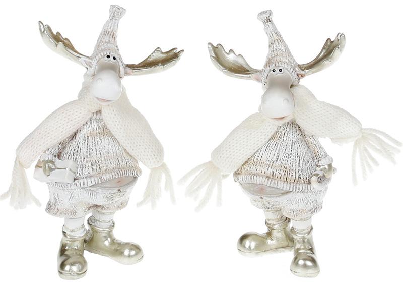 Набор декоративных фигурок Лоси в белых костюмах 14 см 2 шт. (BD-823-701)