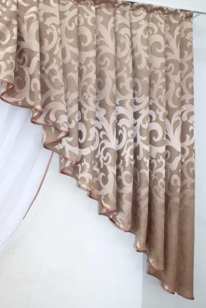 Шторы/тюль на кухню шифон/жаккард 150х170 см Пудровый/Белый (039к) - фото 3 Шторы/тюль на кухню шифон/жаккард 150х170 см Пудровый/Белый (039к) - фото 3