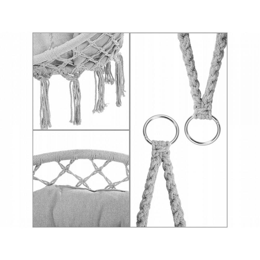 Кресло подвесное бразилийское Bonro B-092-3 120 кг и большая подушка Серый (42400930) - фото 4 Кресло подвесное бразилийское Bonro B-092-3 120 кг и большая подушка Серый (42400930) - фото 4