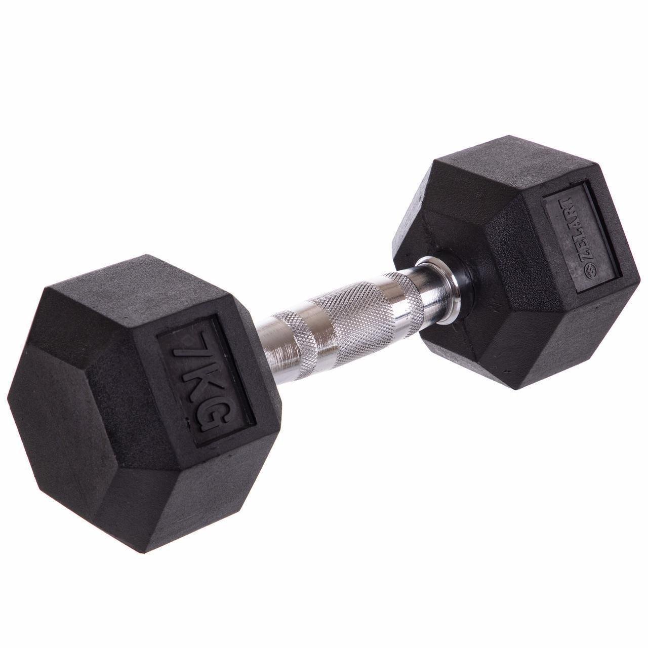 Гантель цельная Zelart TA-5159-7 шестигранная гексагональная обрезиненная 7 кг (2532859859)