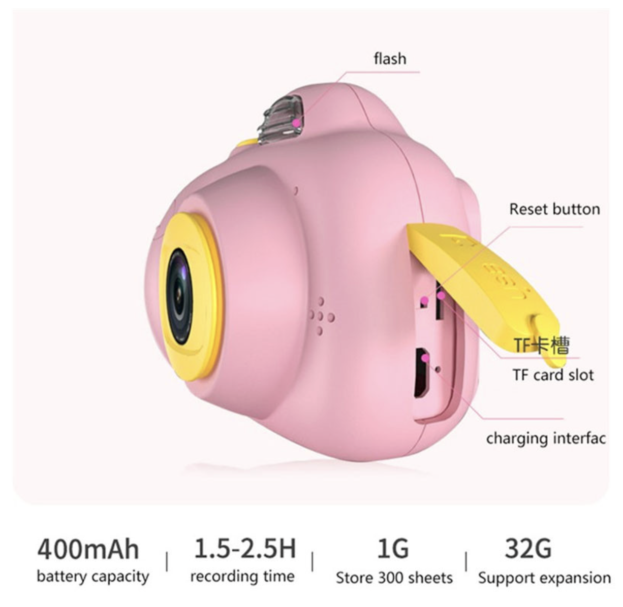Детский фотоаппарат с записью видео Розовый - фото 4