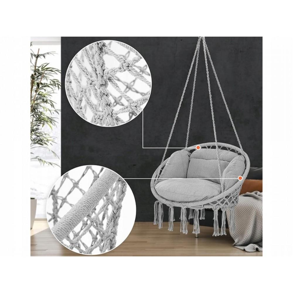 Кресло подвесное бразилийское Bonro B-092-3 120 кг и большая подушка Серый (42400930) - фото 6 Кресло подвесное бразилийское Bonro B-092-3 120 кг и большая подушка Серый (42400930) - фото 6