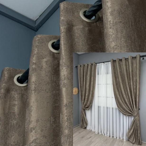 Штори на люверсах Sultan XO жакард 1,5х2,5 м 2 шт. Какао (1486ш 37-0251) - фото 5 Штори на люверсах Sultan XO жакард 1,5х2,5 м 2 шт. Какао (1486ш 37-0251) - фото 5