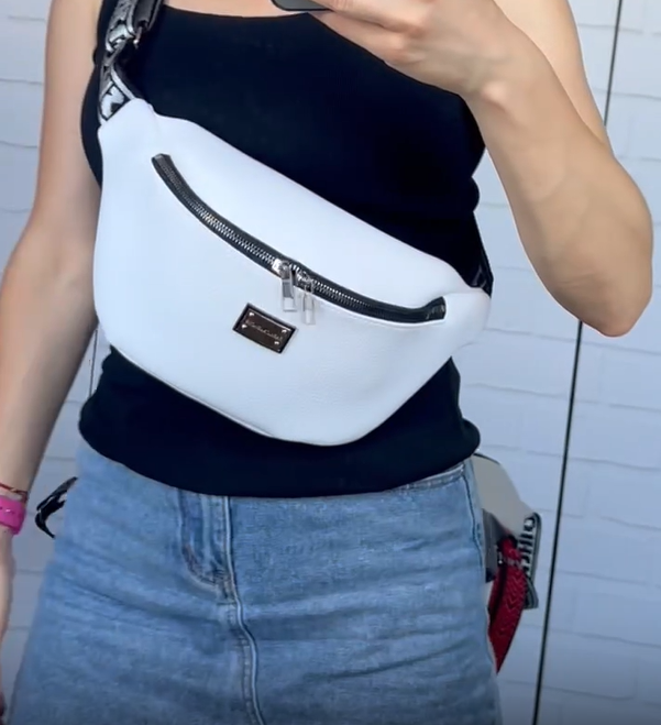 Сумка бананка на пояс женская из экокожи спортивная через плечо Белый - фото 8 Сумка бананка на пояс женская из экокожи спортивная через плечо Белый - фото 8