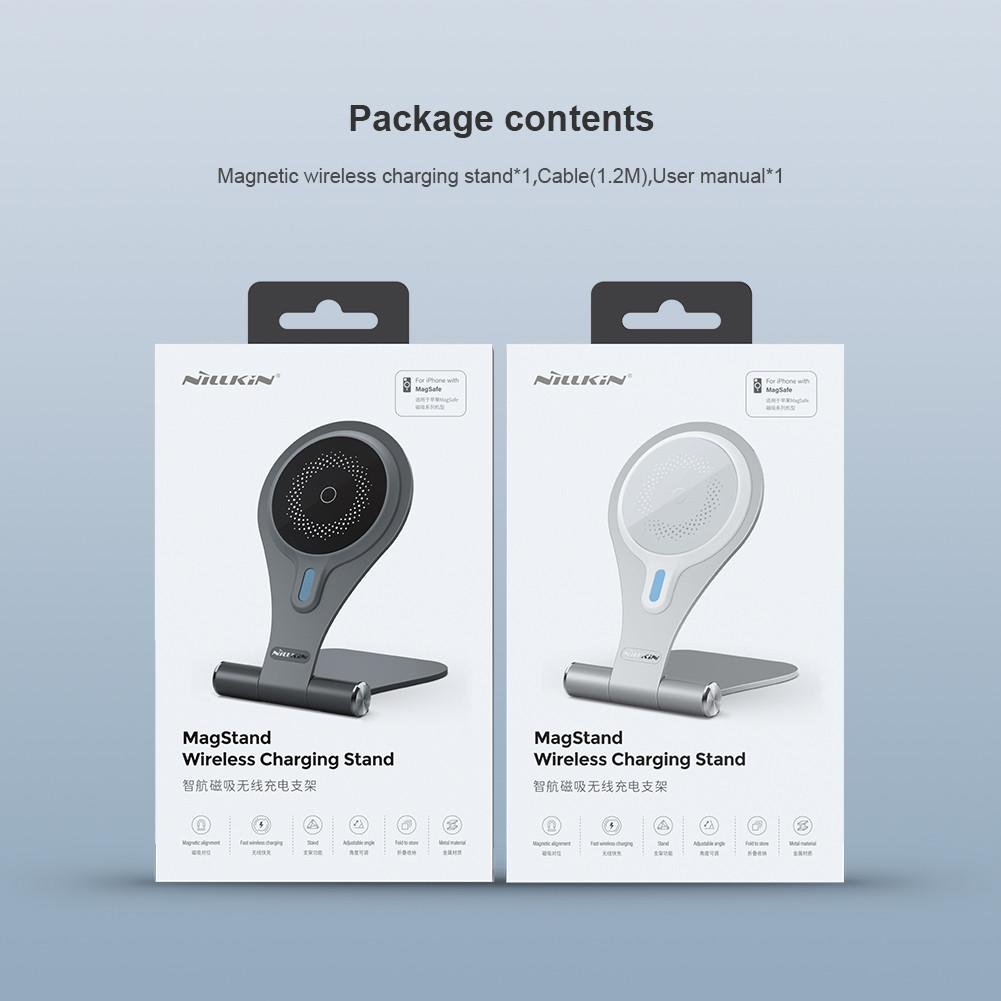 Зарядное устройство беспроводное Nillkin MagStand Wireless Charging Stand для iPhone 12-14 Space Gray (1885722418) - фото 8