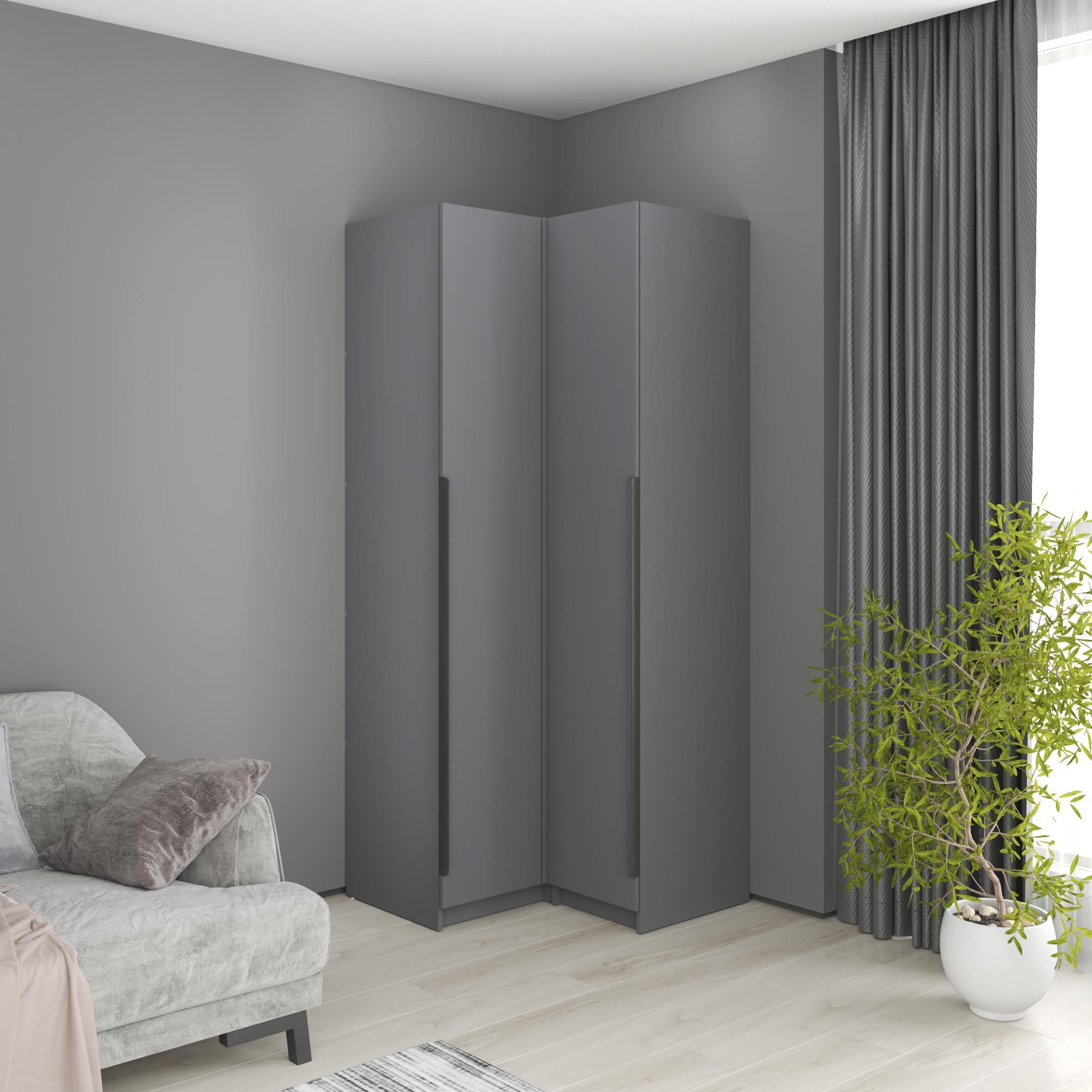 Кутова шафа MebelStar Оскар ДСП BL-B додаткова штанга 87x52x220 см Антрацит (MBS-6934) Кутова шафа MebelStar Оскар ДСП BL-B додаткова штанга 87x52x220 см Антрацит (MBS-6934)
