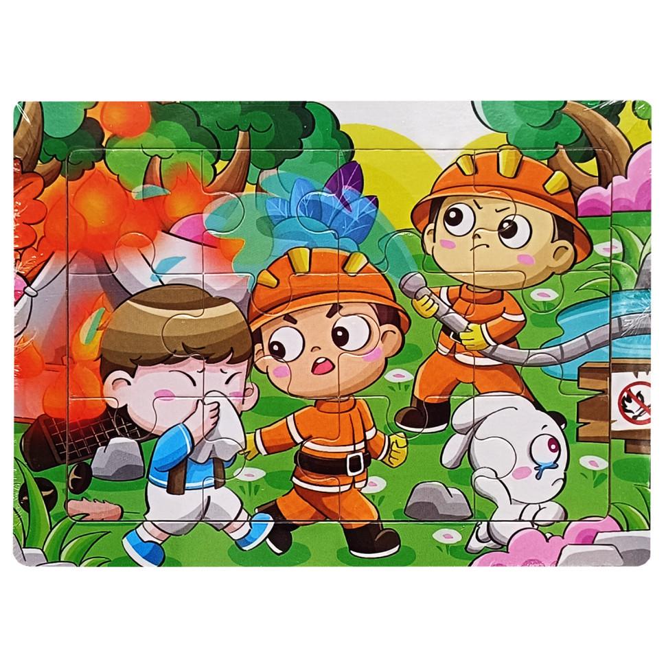 Пазл-вкладиш дерев'яний дитячий Пожежники на роботі MD 1343-16 12 ел. (RLT52774)