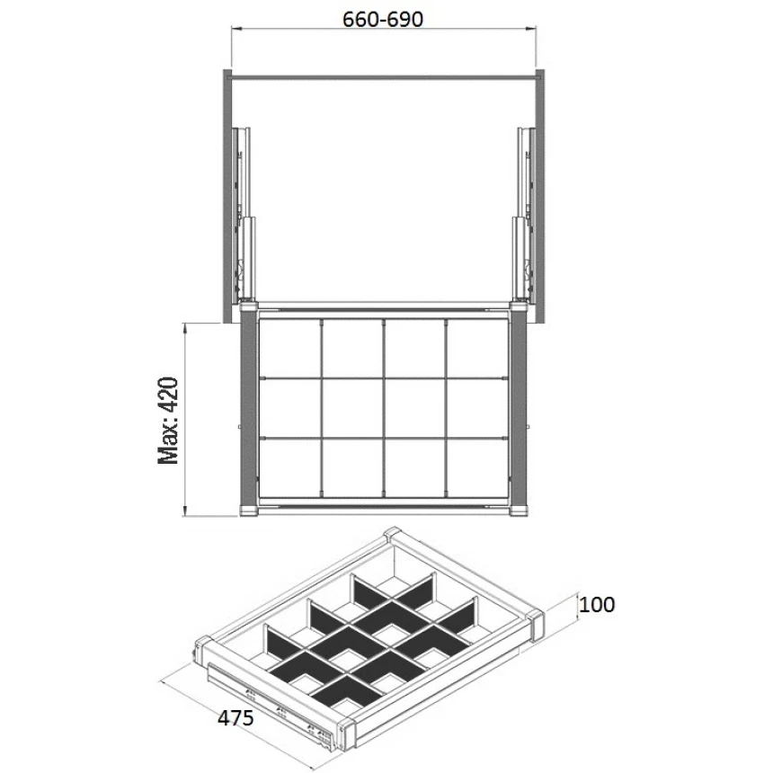 Полиця Starax 700 мм з осередками та бічним кріпленням Антрацит (S-6716-A) - фото 3 Полиця Starax 700 мм з осередками та бічним кріпленням Антрацит (S-6716-A) - фото 3