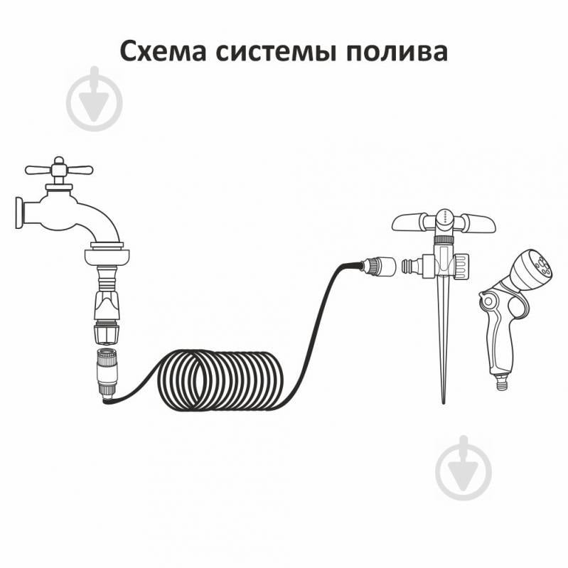 Набор поливочный: шланг спиральный 7.5м + пистолет распылитель 7-ми режимный GRAD (5019065) - фото 6