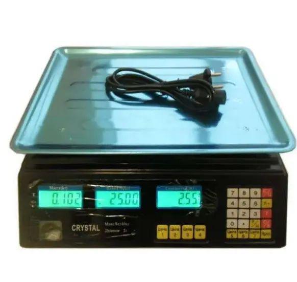 Торговельні ваги з лічильником ціни Crystal CR 50 kg 6v 30х24 см з вибіркою маси/тари та кнопками фіксації цін (opt-18336) - фото 3