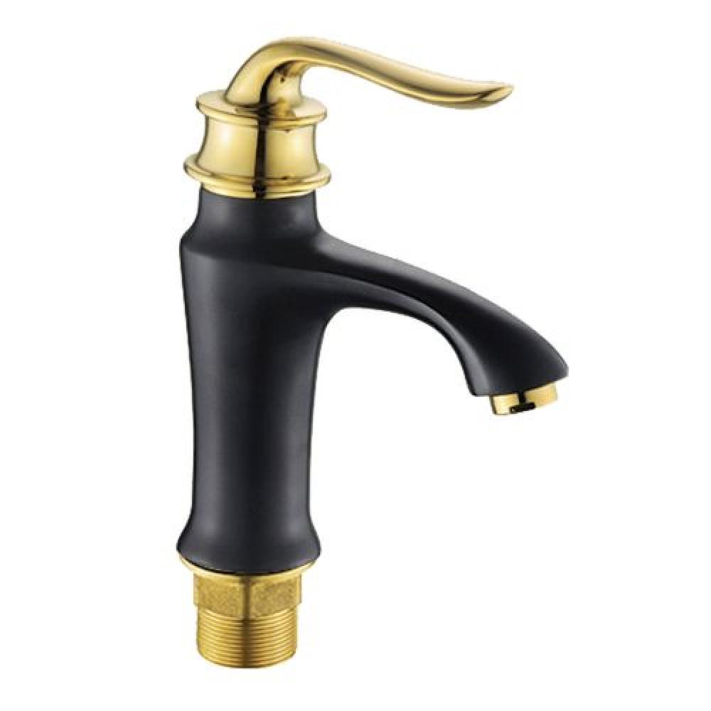 Смеситель для умывальника Zerix Z10219-6 гайка Черный/Золото (25702)