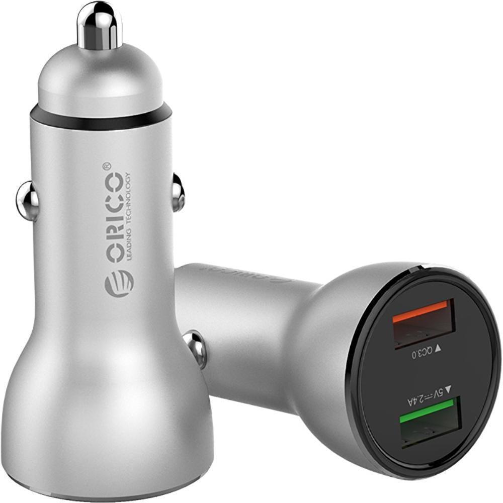 Зарядний пристрій автомобільний Orico й 2x USB 30W 3A USB-A Quick Charge 3.0 QC3.0 алюмінієвий Сріблястий (ORICO-UPF-Q2-SV-BP) - фото 3 Зарядний пристрій автомобільний Orico й 2x USB 30W 3A USB-A Quick Charge 3.0 QC3.0 алюмінієвий Сріблястий (ORICO-UPF-Q2-SV-BP) - фото 3