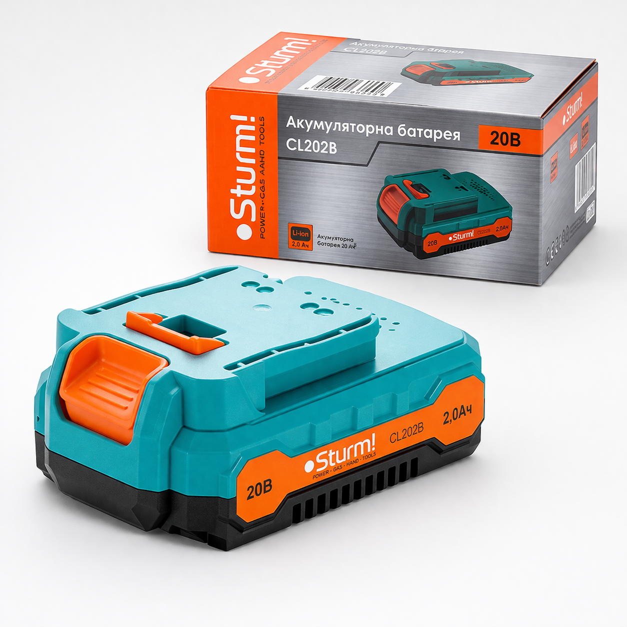 Батарея аккумуляторная для инструмента Sturm CL202B 20 В 2000 мАч Li-Ion с индикацией заряда Батарея аккумуляторная для инструмента Sturm CL202B 20 В 2000 мАч Li-Ion с индикацией заряда