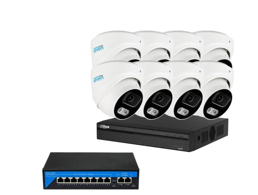 Комплект IP-відеоспостереження Dahua DH-IP1118OW-2MP на 8 купольних 2 Мп IP-камер