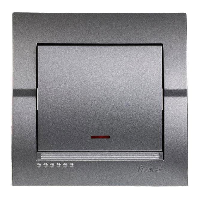 Выключатель одноклавишный с подсветкой Lezard Deriy Графитовый (00000012338) - фото 1 Выключатель одноклавишный с подсветкой Lezard Deriy Графитовый (00000012338) - фото 1