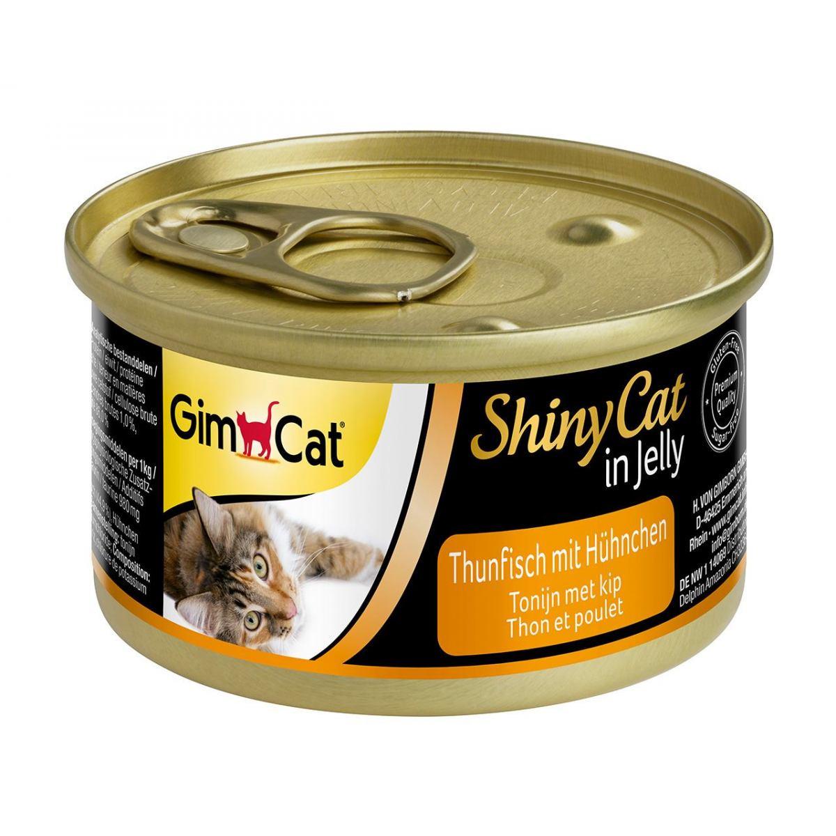 Вологий корм GimCat Shiny Cat для котів тунець та курка 70 г (G-413105/413303)