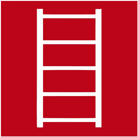 Знак пожежний Пожежна драбина квадратний Білий/Червоний (д-8139)