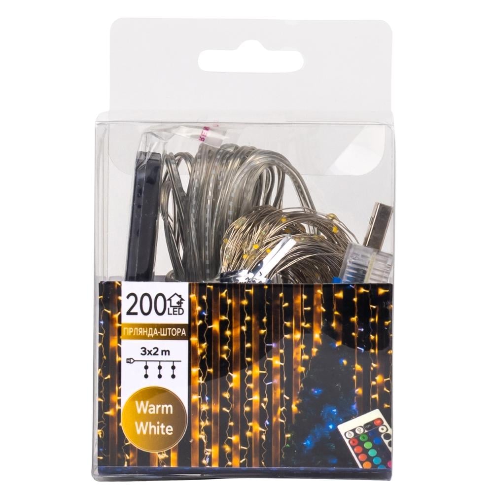 Гирлянда-штора USB 200LED 3х2 м Желтый (29909152)
