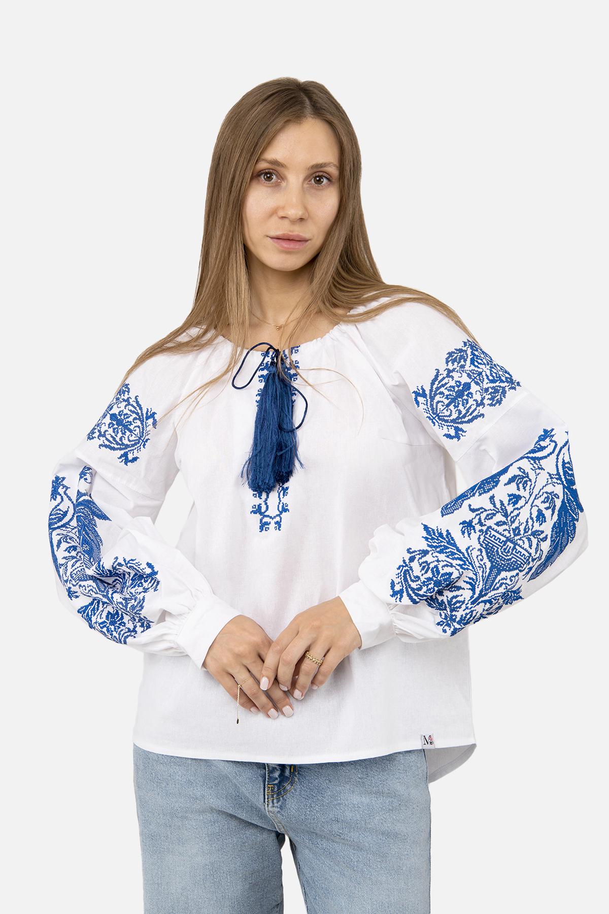 Вышиванка женская ЦБ-00254976 с длинным рукавом р. 50 Белый (SKT001006321)