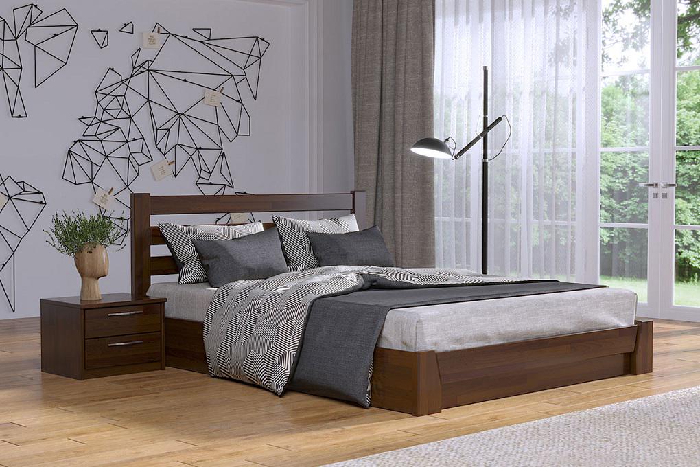 Кровать СЕЛЕНА деревянное с подъемным механизмом 200х140 см Орех темный Кровать СЕЛЕНА деревянное с подъемным механизмом 200х140 см Орех темный