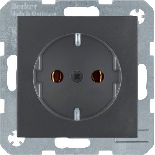 Розетка одинарная Hager S.1 с ж/к 16А/250V Антрацит (28685183)