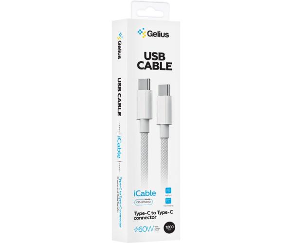 Кабель Data Gelius iCable GP-UCN010 Type-C-Type-C 1,2 м 60W White (0100000099412) - фото 2