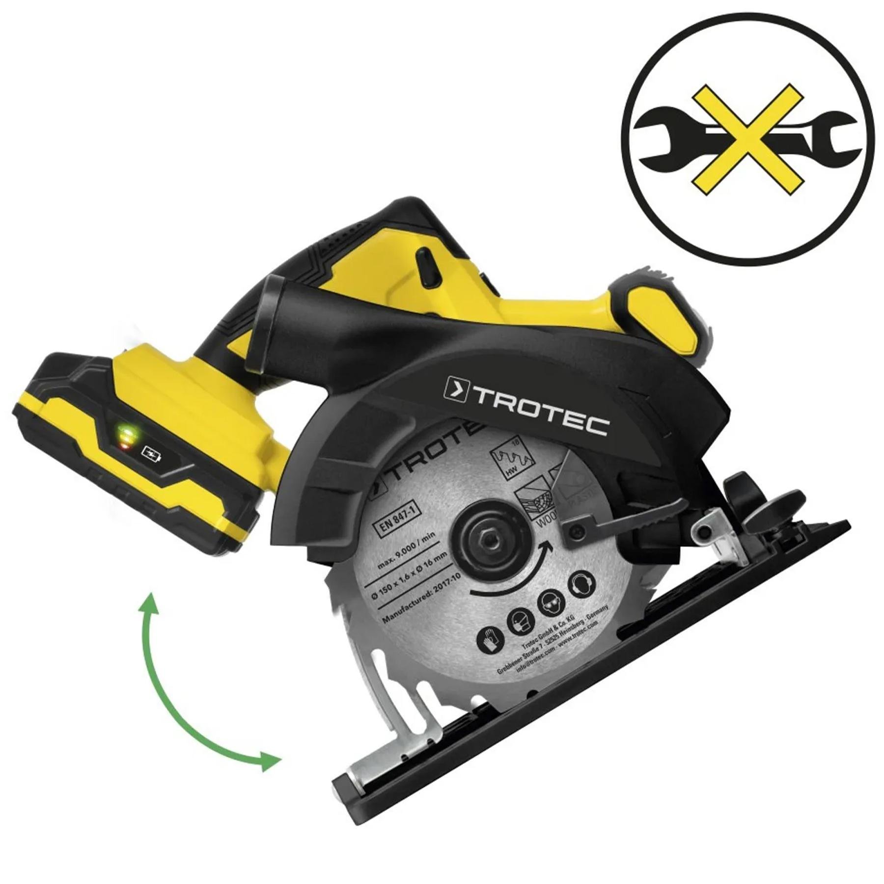 Пила циркулярна Trotec PCSS 10-20V акумуляторна з кейсом (4430000110) - фото 4 Пила циркулярна Trotec PCSS 10-20V акумуляторна з кейсом (4430000110) - фото 4