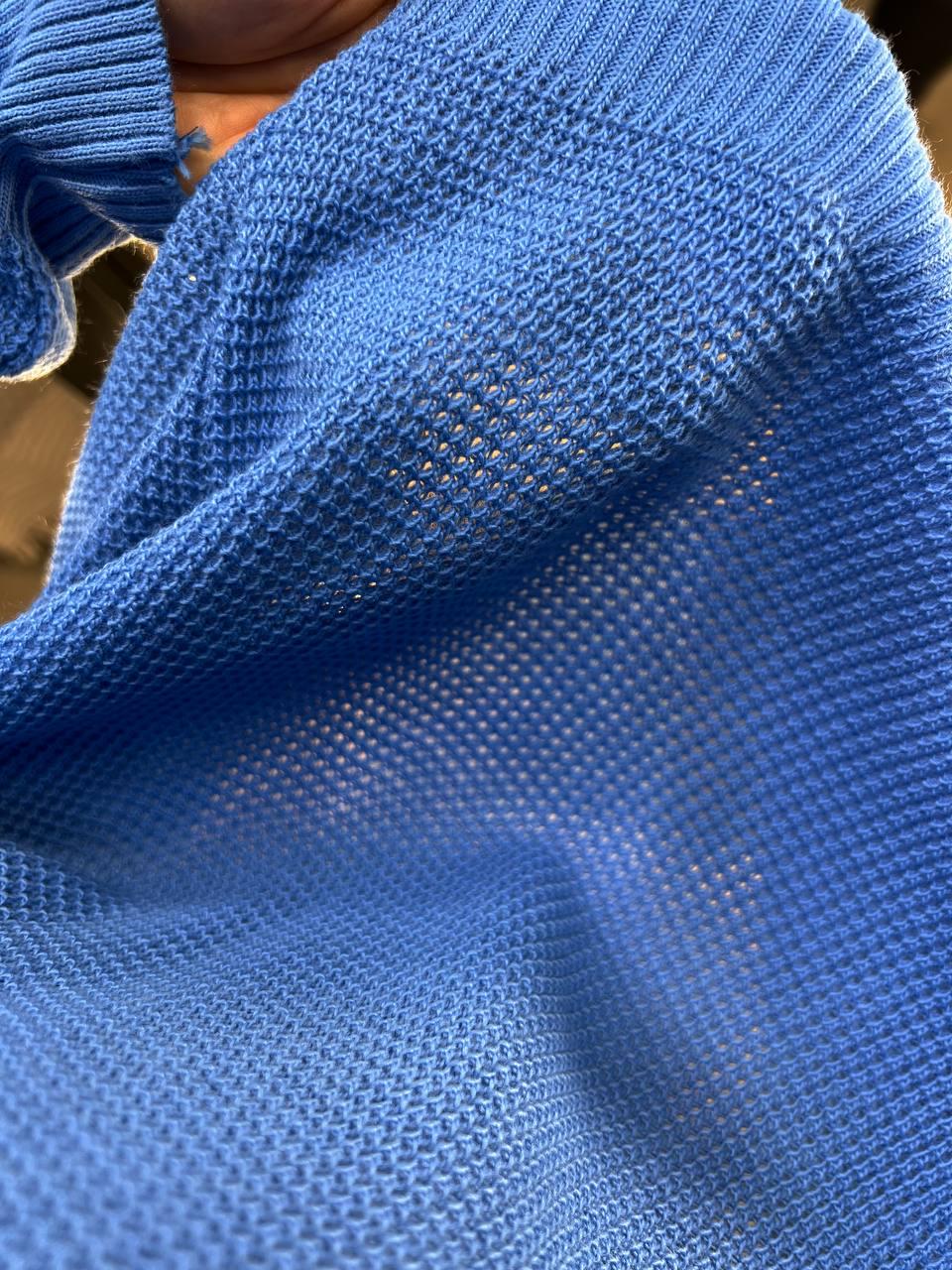 Светр жіночий MIX RAY 6183 тонкий вафельний розрізи по боках вільний крій OS Синій (1196) - фото 5 Светр жіночий MIX RAY 6183 тонкий вафельний розрізи по боках вільний крій OS Синій (1196) - фото 5