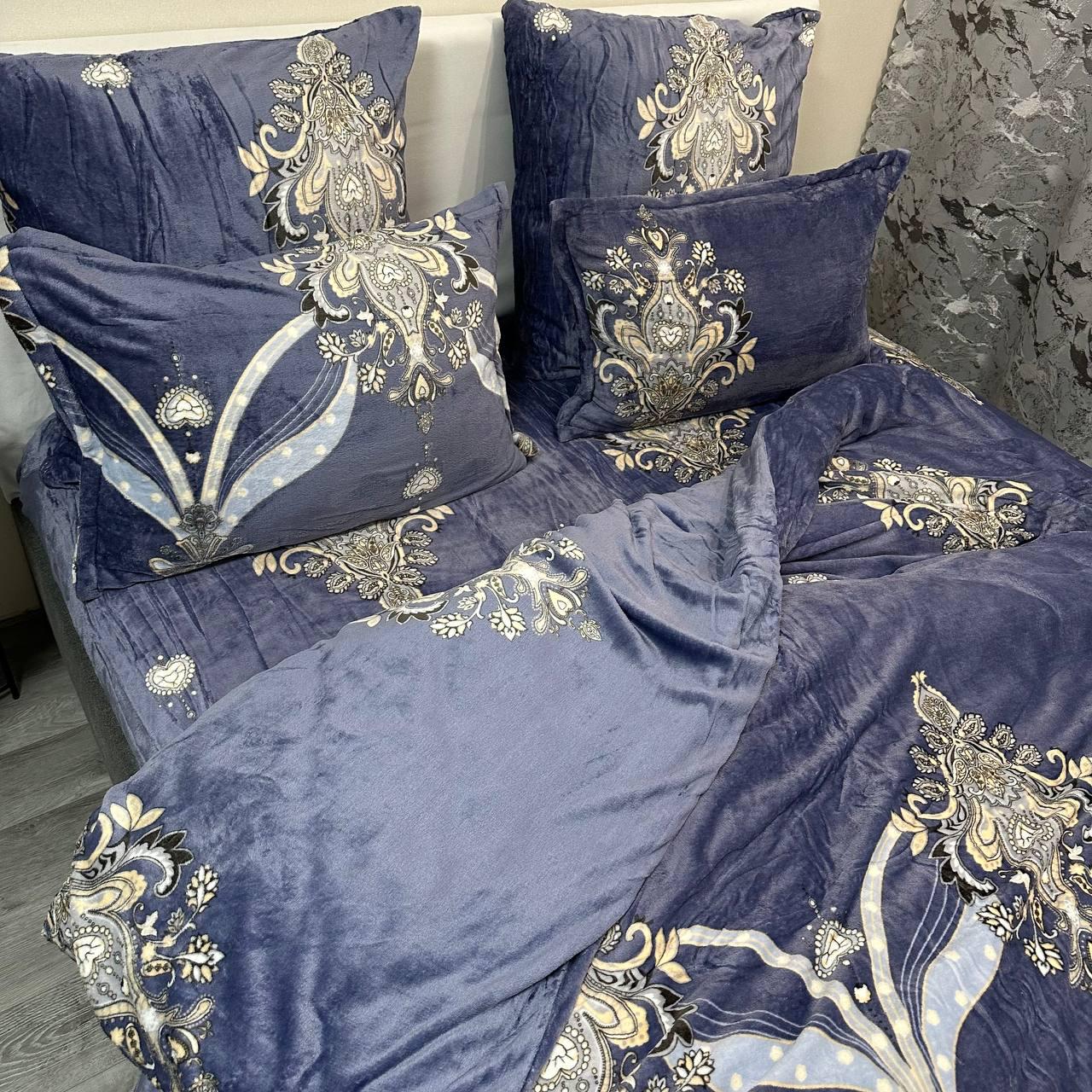 Комплект постільної білизни велюровий з малюнком з 4 наволочками євро 200x230 см Лавандовий (29225205) - фото 10 Комплект постільної білизни велюровий з малюнком з 4 наволочками євро 200x230 см Лавандовий (29225205) - фото 10