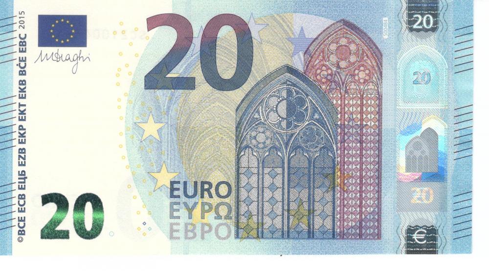 Коллекционная банкнота Италия 20 евро 2015 SC S004 UNC (Б06775)