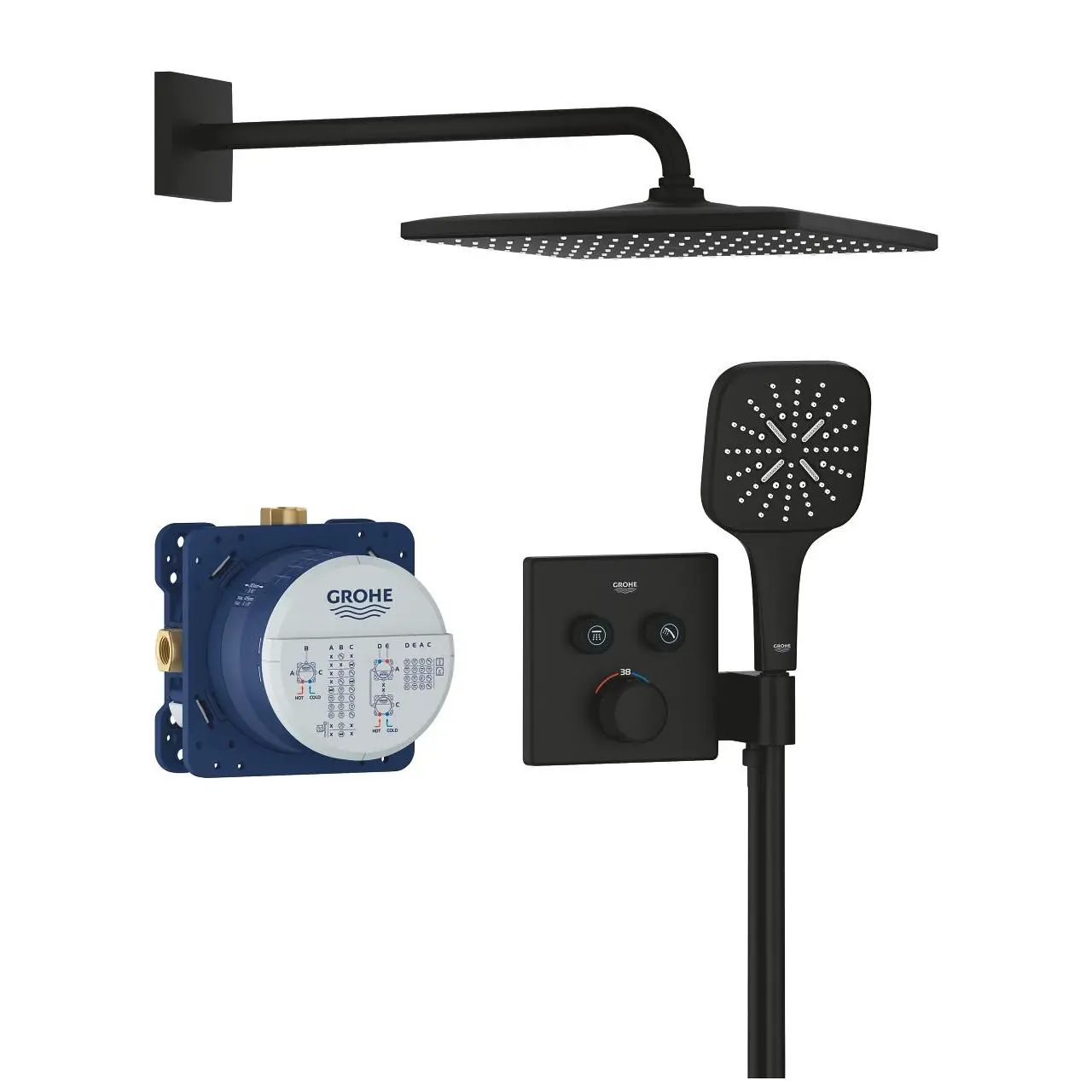 Душевая система Grohe Grohtherm SmartControl с термостатом металл Черный матовый (34865KF0)
