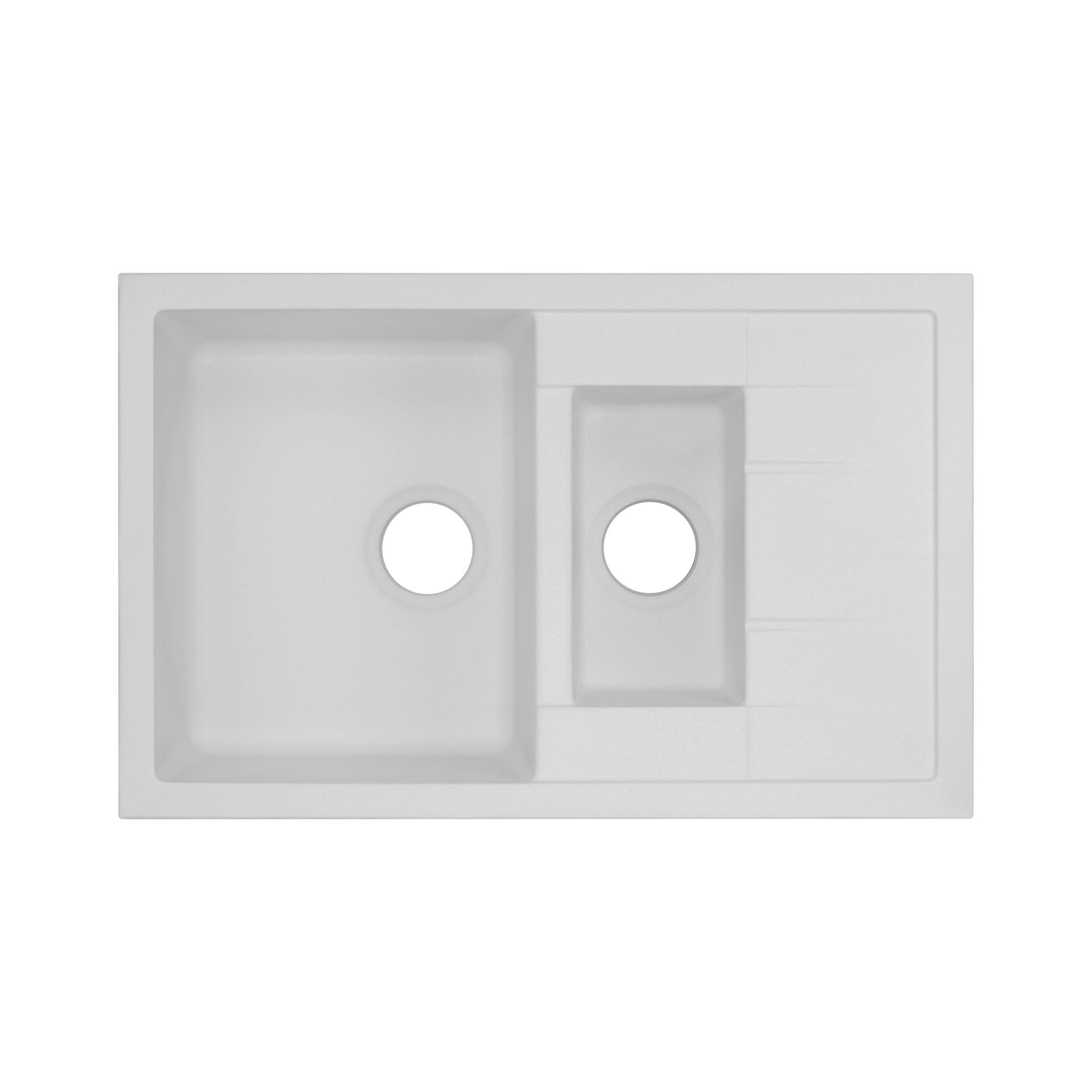 Кухонна мийка з додатковою чашею Qtap CS 7648 White (QT7648WHI650)