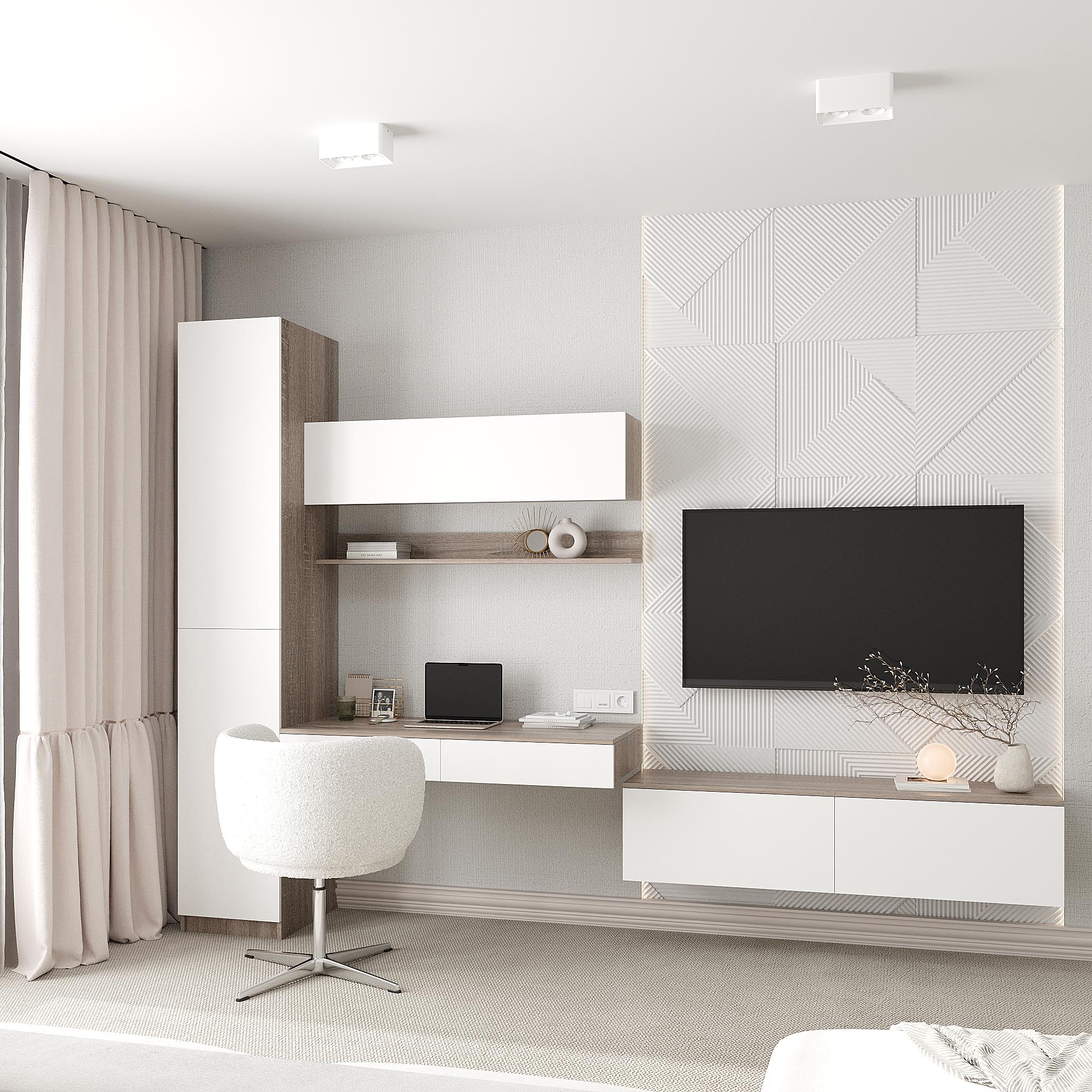 Комплект мебели Эйр пенал/стол подвесной/полка/тумба Дуб сонома трюфель/Белый (28546842)