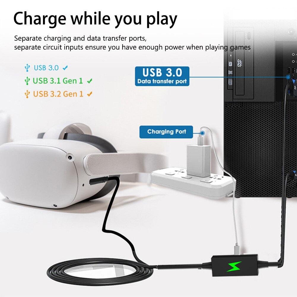 Кабель Oculus Link USB 3,2 для Meta Quest 2/3/Pro/Pico 4 с двойным питанием (128147) - фото 7