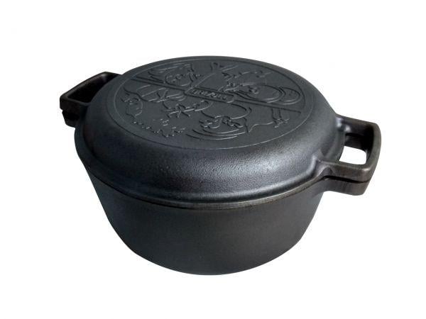 Каструля чавунна Brizoll Casserole з кришкою-сковородою 4 л (P-4L-2)