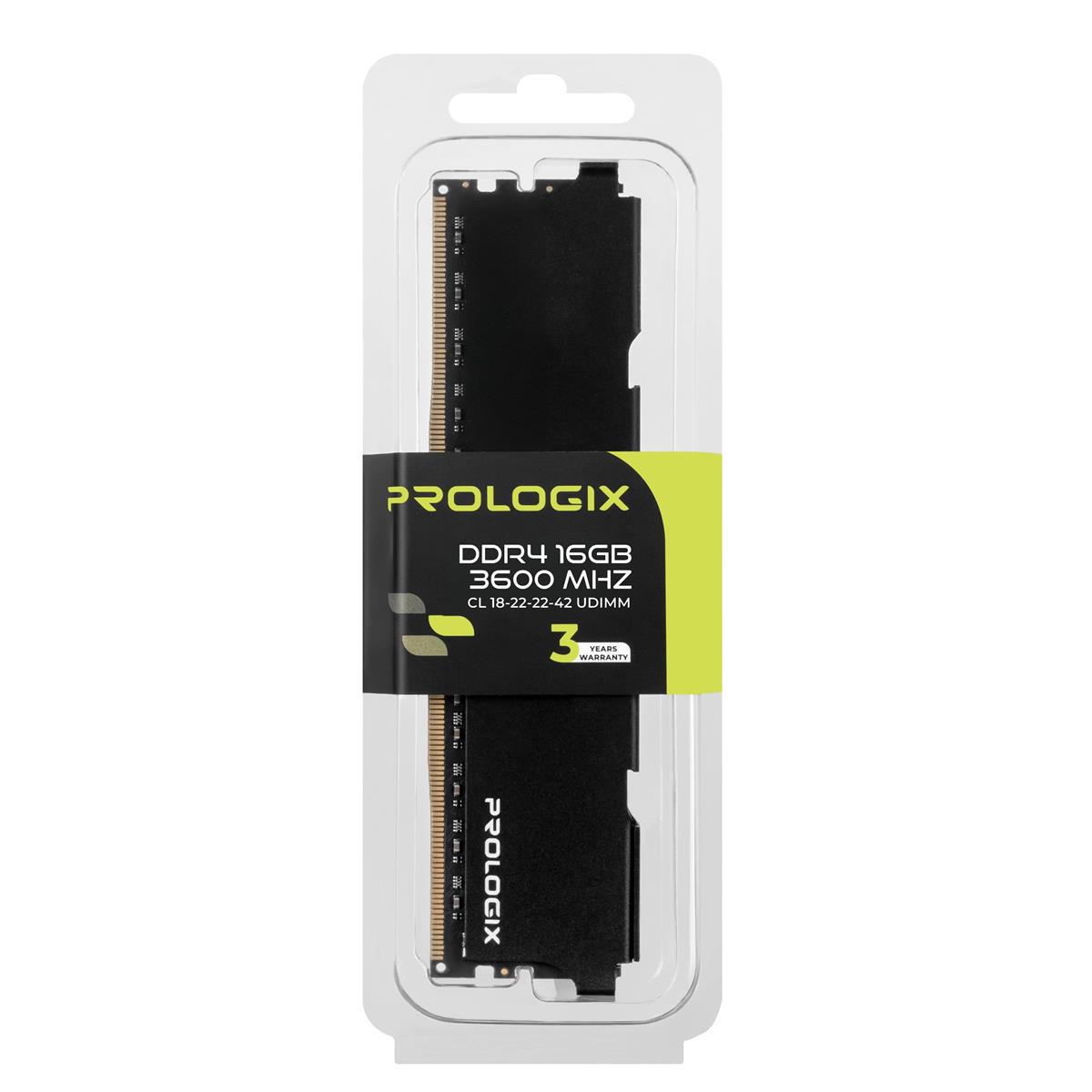 Оперативна пам'ять Prologix DIMM 16 Гб DDR4 3600 МГц CL18 Чорний (PRO16GB3600B4) - фото 4