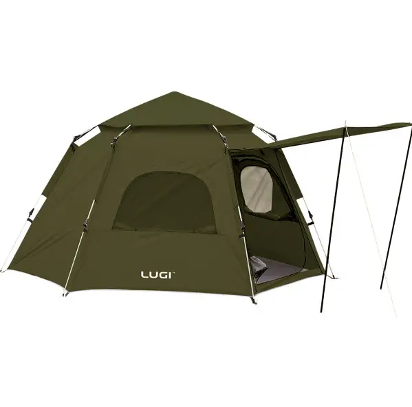 Палатка туристическая шестиугольная трехместная 240х210х130 см Зеленый (LU-020)