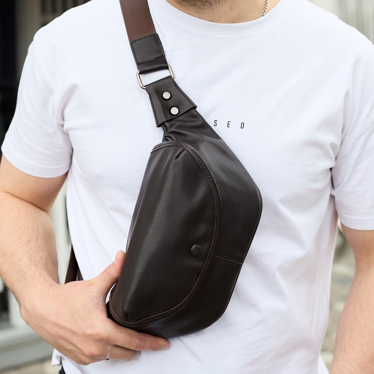 Бананка топовая кожаная мужская Коричневый (70101) Бананка топовая кожаная мужская Коричневый (70101)